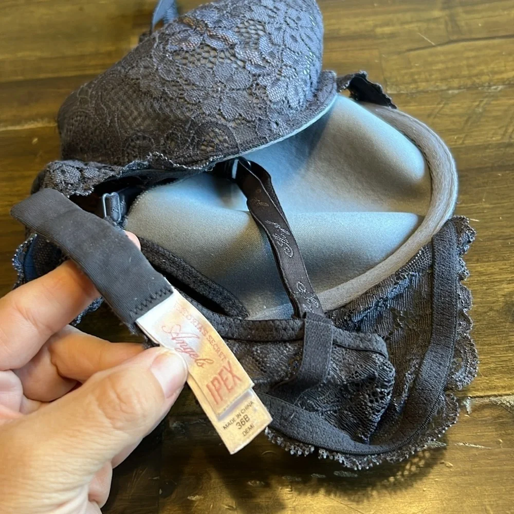 Victoria's Secret Angels IPEX Lace Bra Sexy Gray Demi Wired 36B